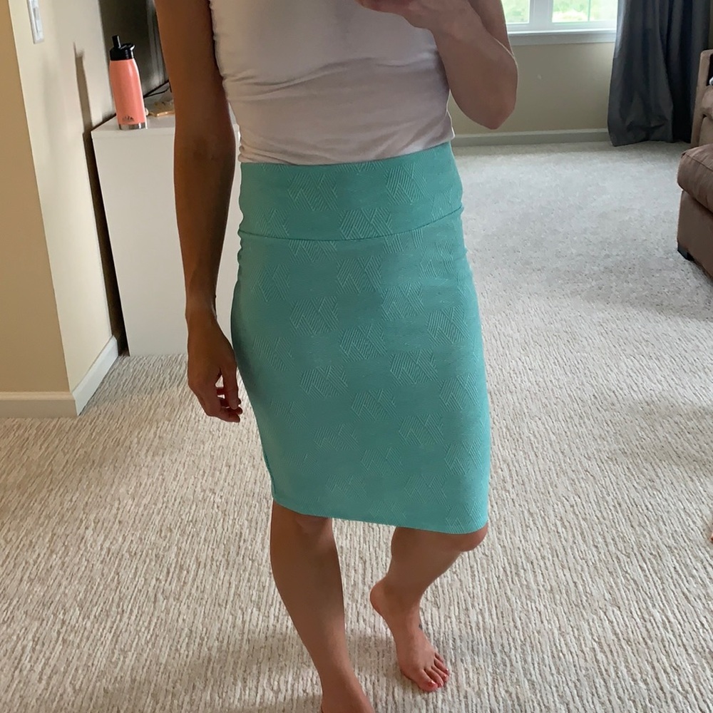 Lularoe geometric teal green skirt